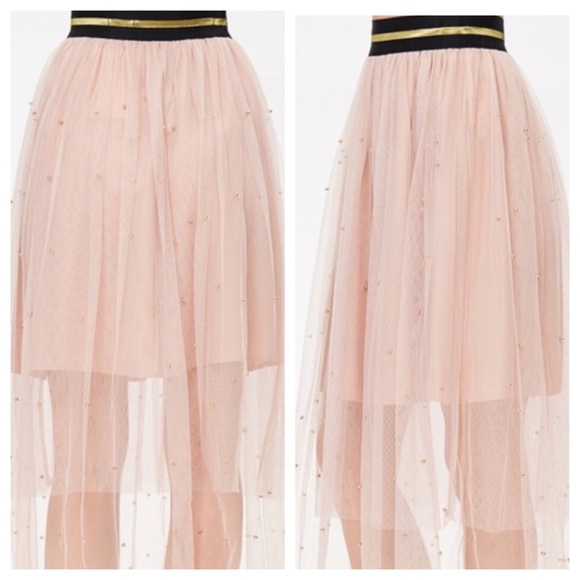 Black Tulle Pearled Skirt - Picture 5 of 6